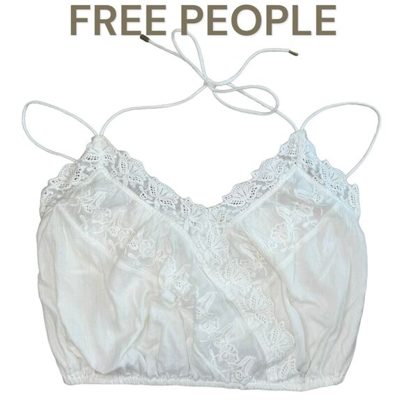 Free People Tops - Free People White Lace Cami Crop Top